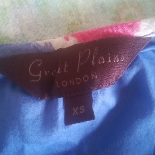 Great Plains summer blouse, blue with colorful accents, XS