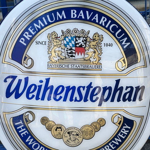 Weihenstephan vintage illuminated beer sign used, 65×60 cm