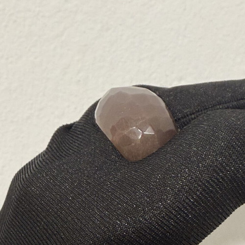 Sunstone natural ring, handmade, unique peach-pink