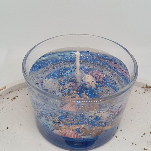 Gel candle Ocean Luxury handmade with gold leaf and Wood & Salt scent