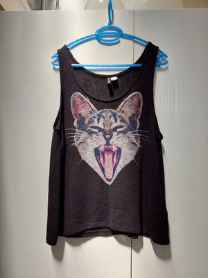 H&M φαρδιά μαύρη μπλούζα Cat lovers, large