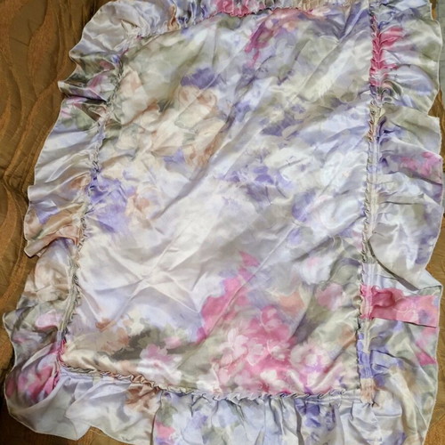 Satin floral quilt set with drapery and curtain panels