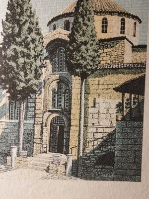 Καρτ ποσταλ χαρακτικό έργο Μονή Δαφνίου καινούργιο