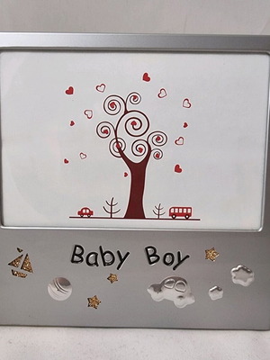 Metal photo frame for boy in silver color like new