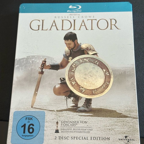 Gladiator Steelbook Blu-Ray като ново, 2 диска, английски субтитри