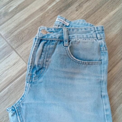 Denim set with vest used, straight high-waisted jeans