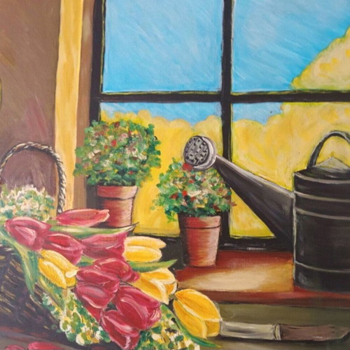 Oil painting on canvas used, signed, framed 57x48 cm