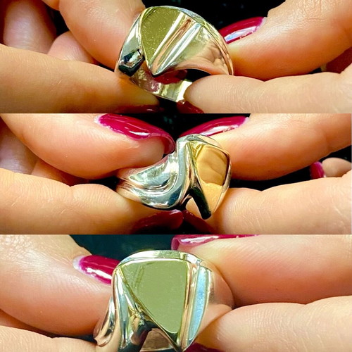 Silver-gold k14 ring new, size No15/55