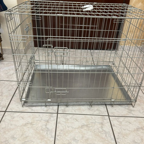 Metal dog or cat house, foldable aluminum with two doors