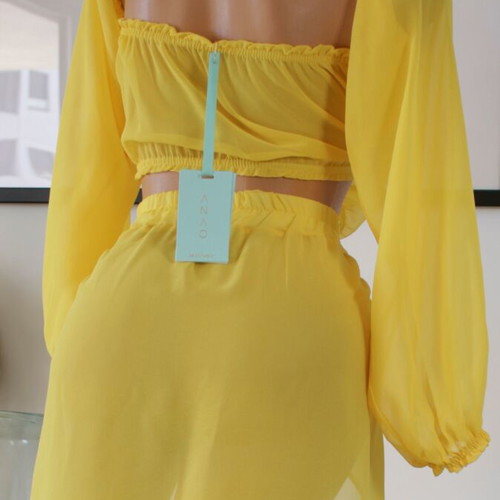 Beachwear pants with yellow transparent top new