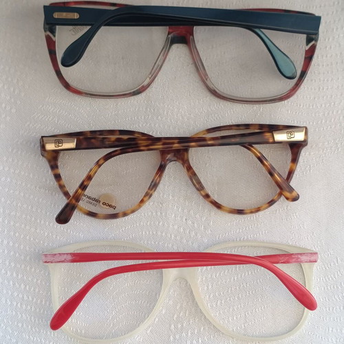Authentic eyeglass frames used, lot of 6 colorful vintage