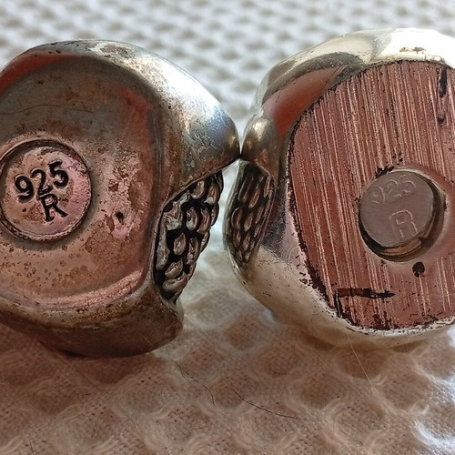 Set of two small silver pomegranates 925
