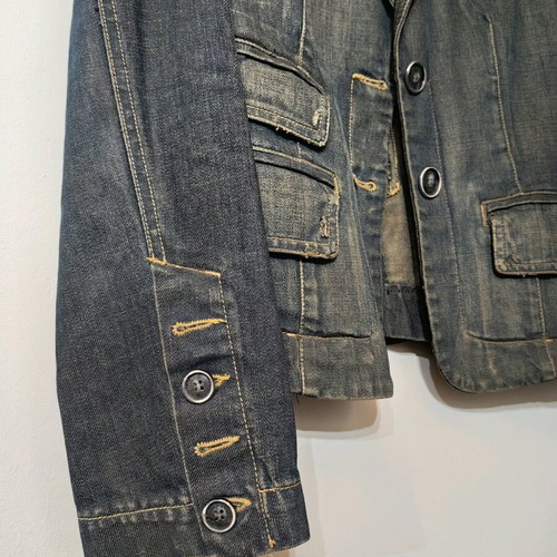 Denim blazer TRF Zara large like new, petrol color