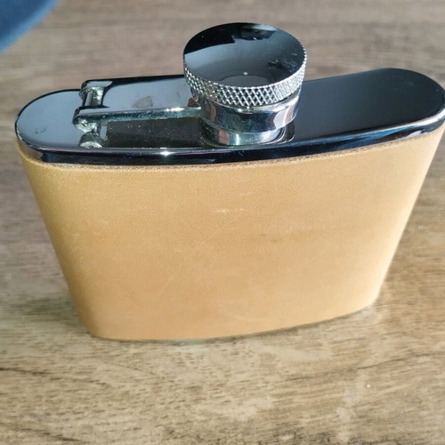 Flask with tan leather coating new