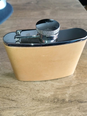 Flask with tan leather coating new