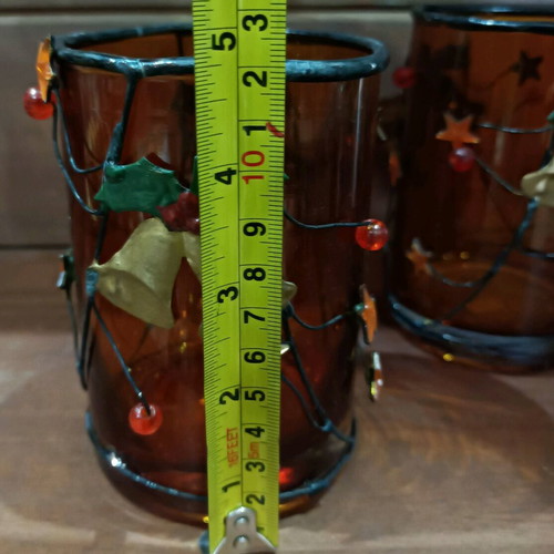Vintage Christmas glass candle holders like new, set of 2