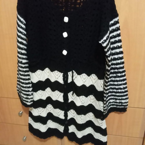 Handmade cardigan used, black and white