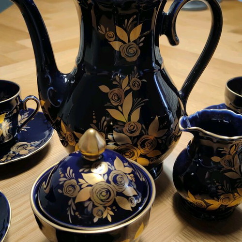 Vintage Cobalt Tea Set 22 Carat Bavaria Echt Cobalt, new