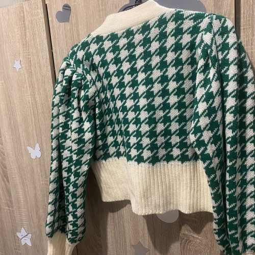 Women's cardigan like new, white and green, sizes M and L