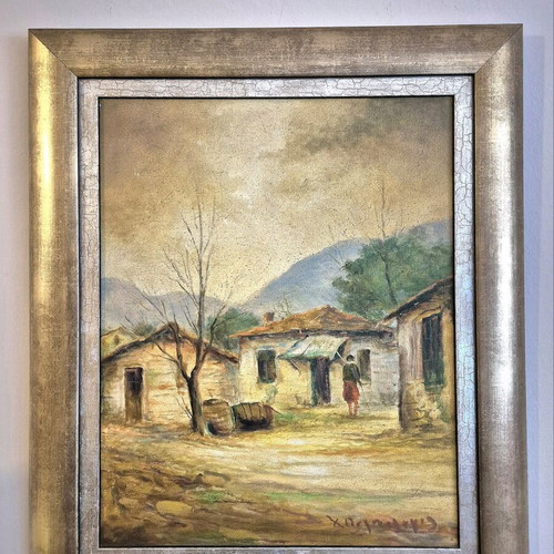 Authentic Charalambos Palaiologos oil painting like new, 65x55 with frame