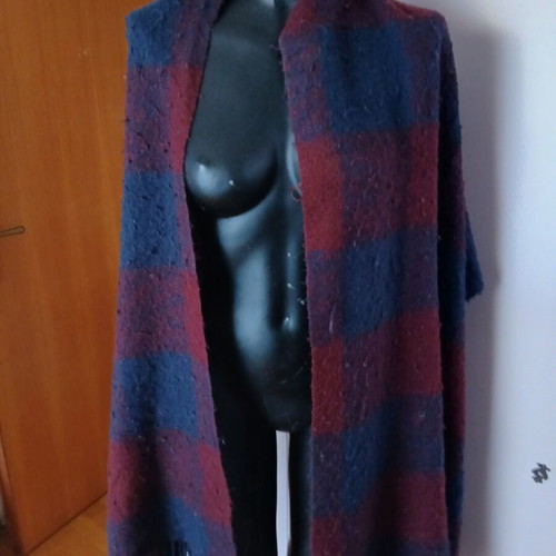 Pashmina wool scarf like new, beige and blue
