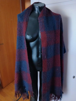 Pashmina wool scarf like new, beige and blue