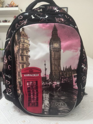 Polo school backpack used for girls with multiple compartments