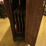 Solid wood folding table with 4 folding chairs used