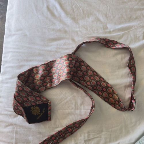 Faberge silk tie with unique pattern, like new, multicolor red