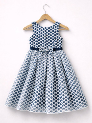 Mini Raxevsky παιδικό φόρεμα πουά μπλε λευκό 10Y σαν καινούργιο