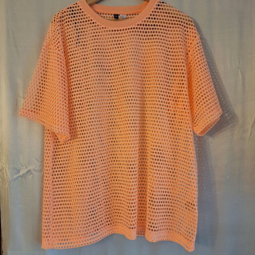 H&M orange mesh blouse like new, size M