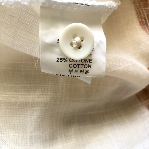 Summer Linen Dress Kimono Caftan S/M new, beige with tropical print