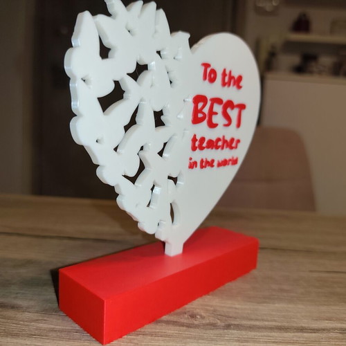 3D Printed Decorative Heart Personalized Gift for Teachers