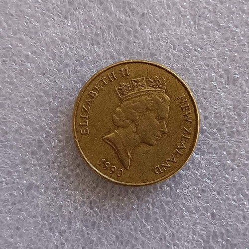 New Zealand 1 Dollar Coin 1990 used, aluminum-bronze