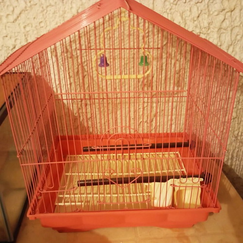 Birdcage with accessories, new, 33x23x43 cm
