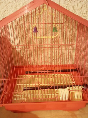 Birdcage with accessories, new, 33x23x43 cm