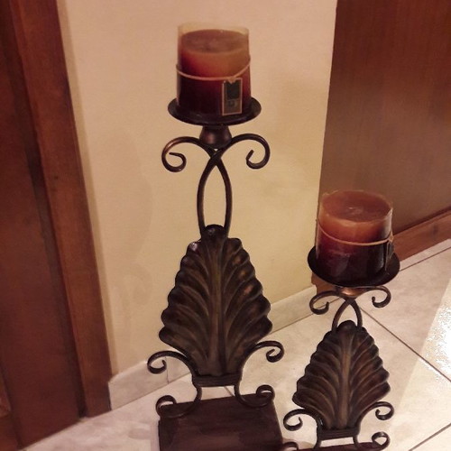 Candle holders used, set of 2 metal floor