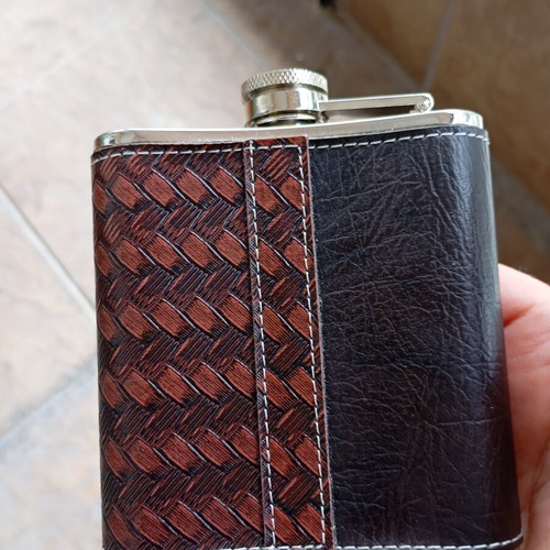 Stainless Steel Flask like new, 6oz (180ml) with faux leather