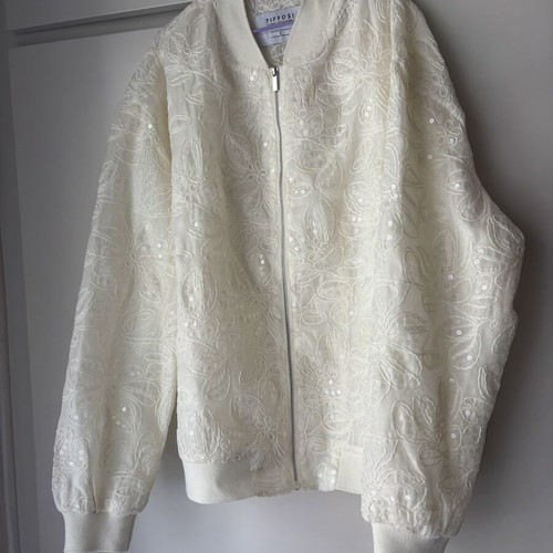 Tiffosi cardigan with embroidery and sequins like new, beige, size S