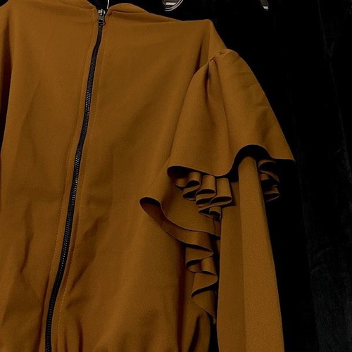 Women's cardigan with zipper mustard color, Greek product