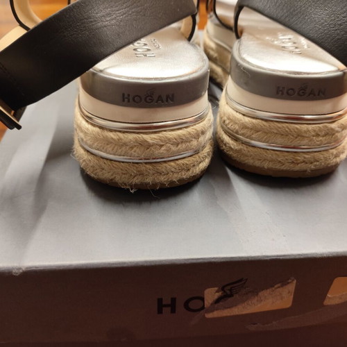 Hogan black leather platform sandals size 36.5