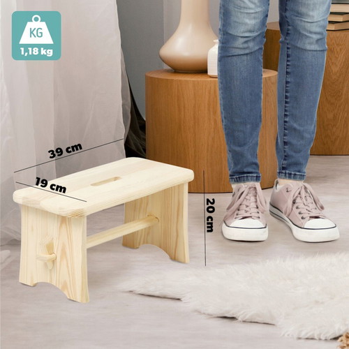 Wooden kitchen stool used, brown Ordex