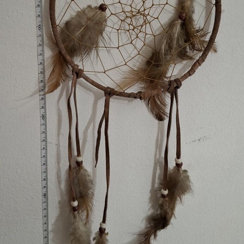 Boho Dreamcatcher with Natural Feathers and Beads used