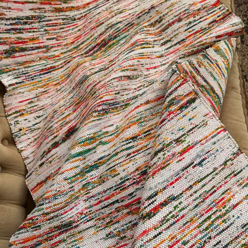 Handmade rag rug like new, colorful, 205x76 cm