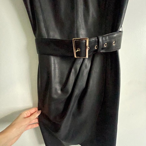 cactus leather dresses Fleur Embroidered Cactus Vegan Leather Sheath Dress
