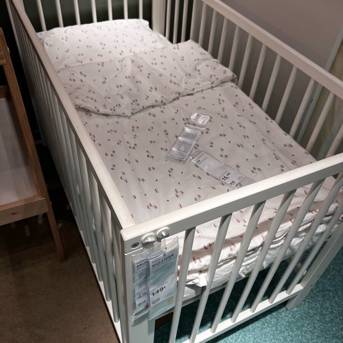 Baby cot new, white natural wood IKEA model in box