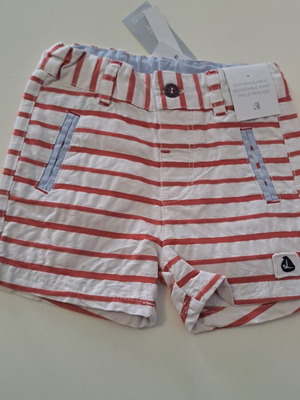 Idexe Boys' Shorts striped red-white, new, 6-9 months