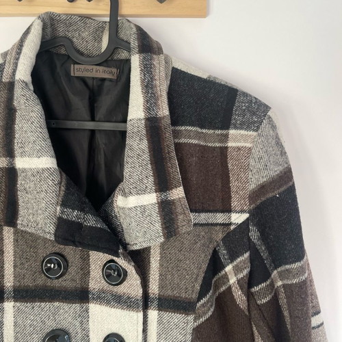 Checked jacket used, brown, size L