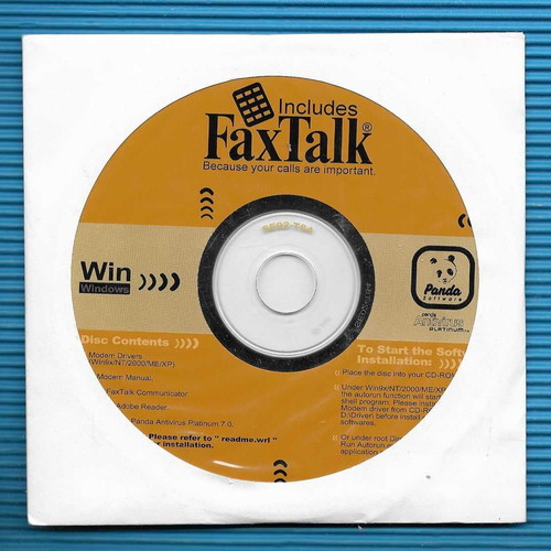 FaxTalk and Panda Antivirus Platinum 7.0 software like new with Adobe Reader