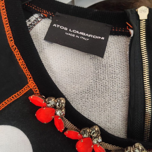 Atos Lombardini thin sweatshirt black with white polka dots like new